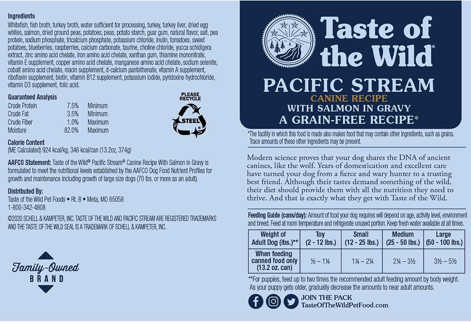 Taste of the Wild grain free wet dog food 12 pack case packaging