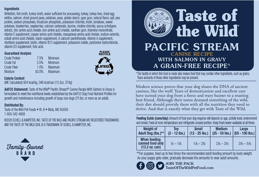 Taste of the Wild grain free wet dog food 12 pack case packaging