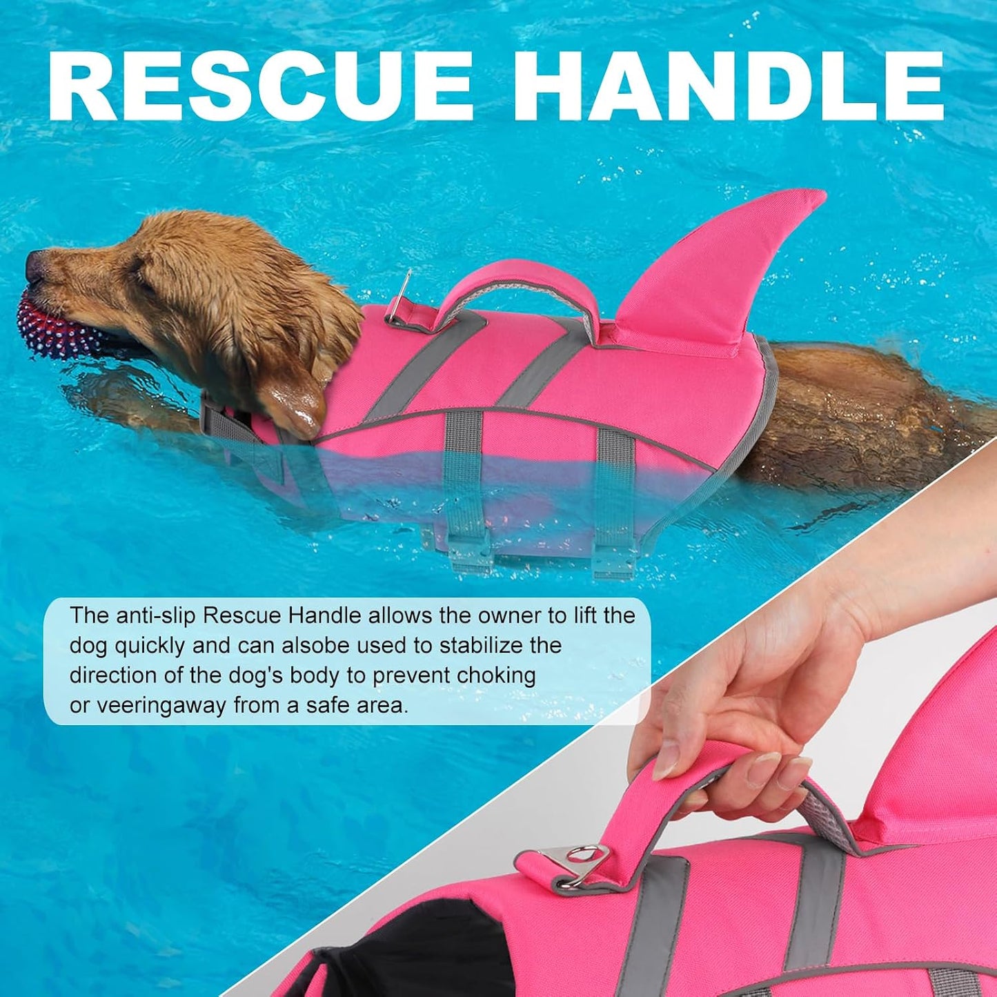 Doglay reflective dog swimming suit demonstrating high visibility stripes in low light conditions