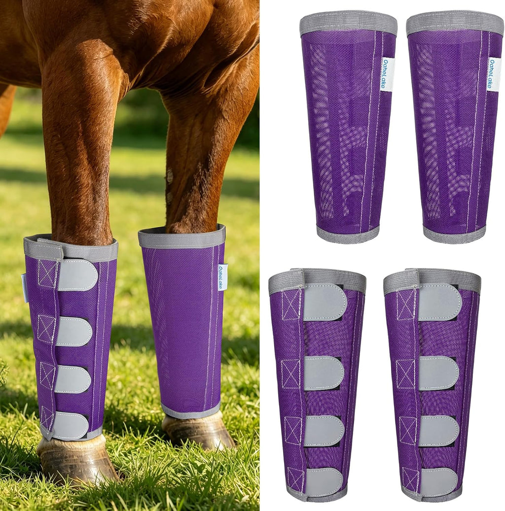 Detailed view of the ultra-breathable mesh fabric pattern on the blue OaheLake horse socks.