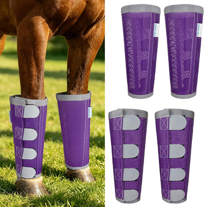 Detailed view of the ultra-breathable mesh fabric pattern on the blue OaheLake horse socks.