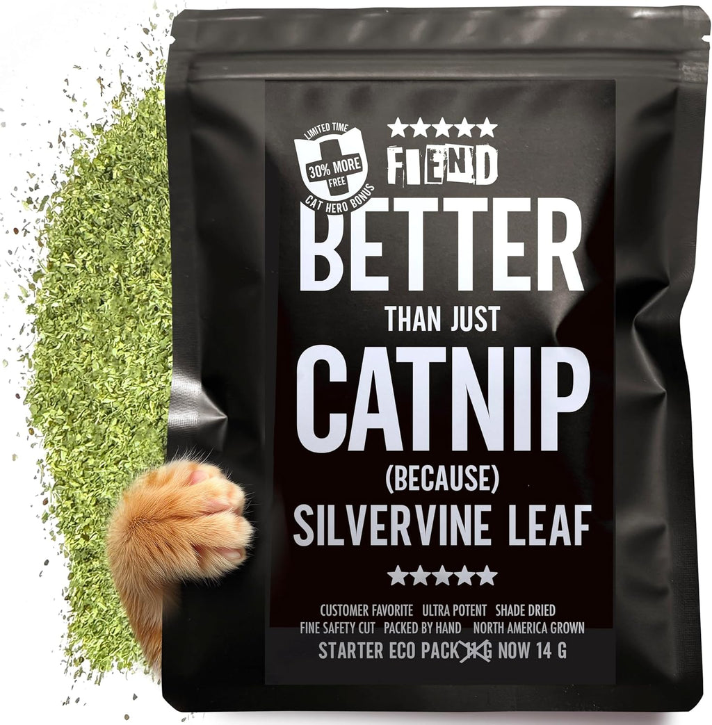 Fiend Catnip and Silvervine premium starter pack front view showing the resealable foil packaging.