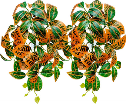 Woyrise Reptile Plants for Terrarium, Artificial Hanging Plants with Suction Cups, Amphibian Tank Habitat Decor Plastic Plant for Bearded Dragons Lizards Snake Geckos Frogs - 2Pack Fake Monstera - Image 14