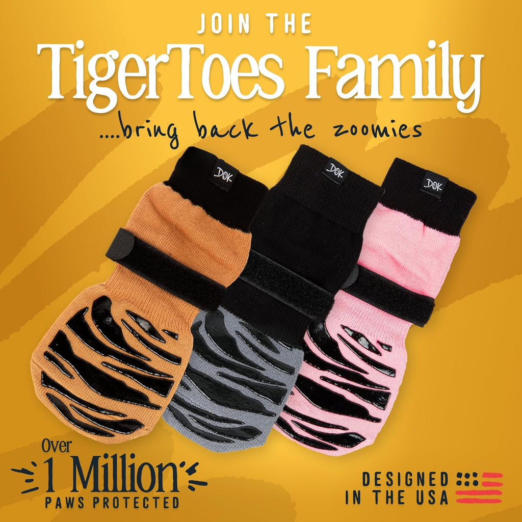 DOK TigerToes Premium Non-Slip Dog Socks for Hardwood Floors - Extra-Thick Grip that Works Even When Twisted - Prevents Licking, Slipping, and Great for Dog Paw Protection - Size Large - Image 9