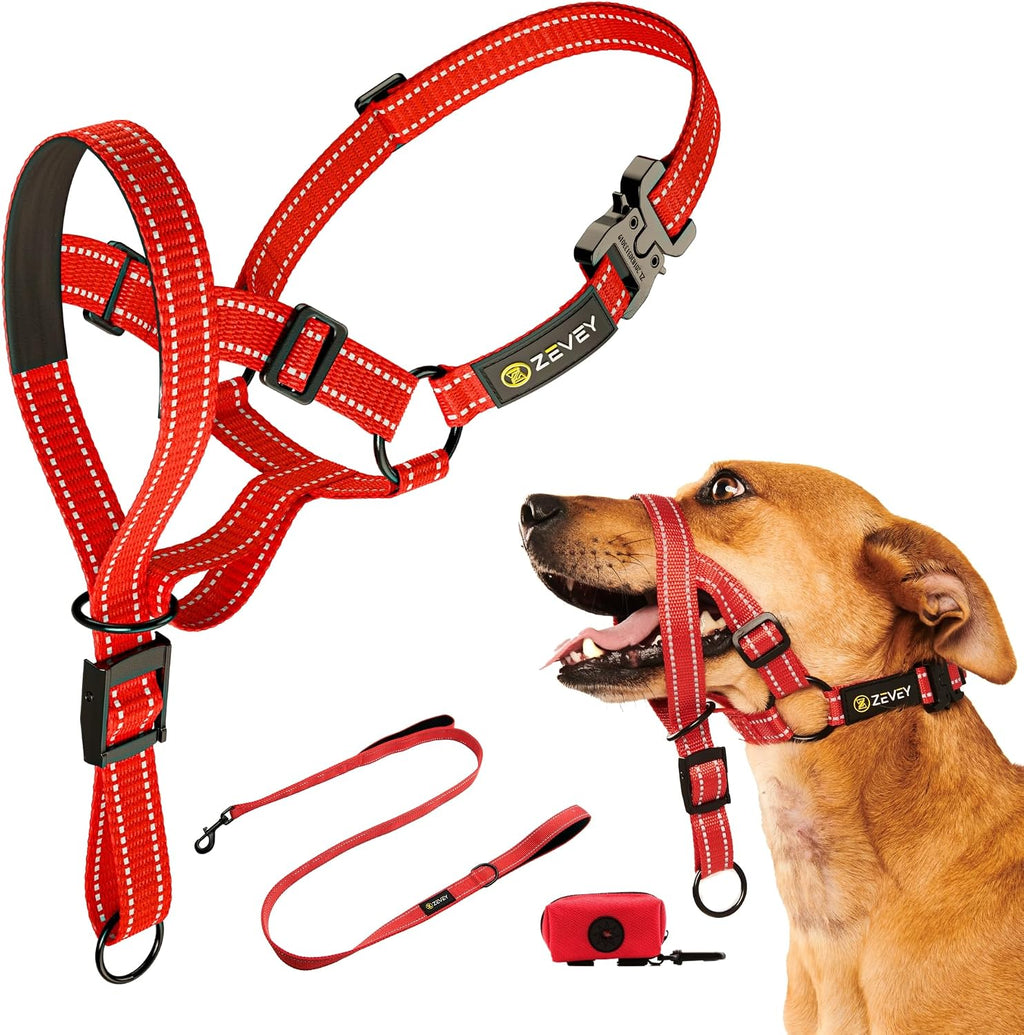 Dog Headcollar With Leash And Safety Strap Stops Heavy Pulling On The Leash Padded Reflective Head Halter For Small Medium Large Dogs Adjustable Head Harness For Training And Walking, (L, Black) - Image 9