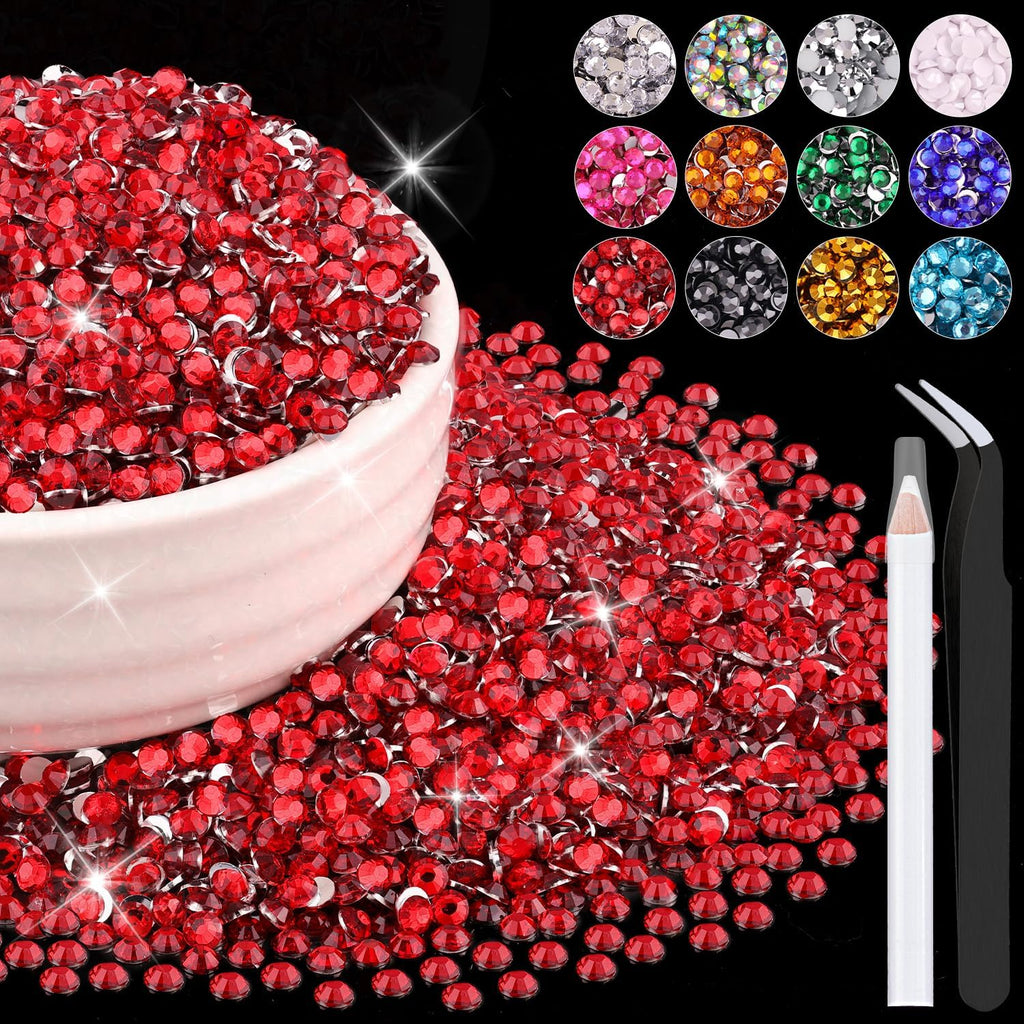 Belleboost resin rhinestones red front view packaging