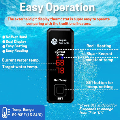 External thermostat controller for AquaMiracle aquarium heating rod