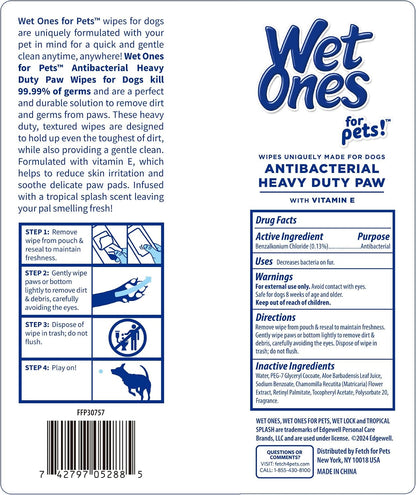 Antibacterial dog wipes by Wet Ones for Pets fifty count pack
