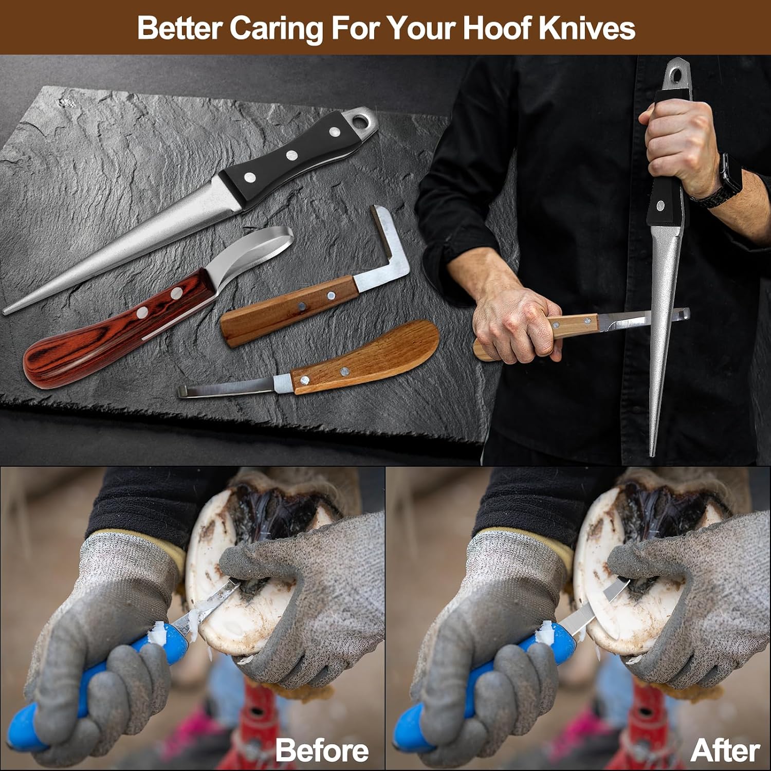 Calandis diamond coated rod sharpener with hanging hole feature.
