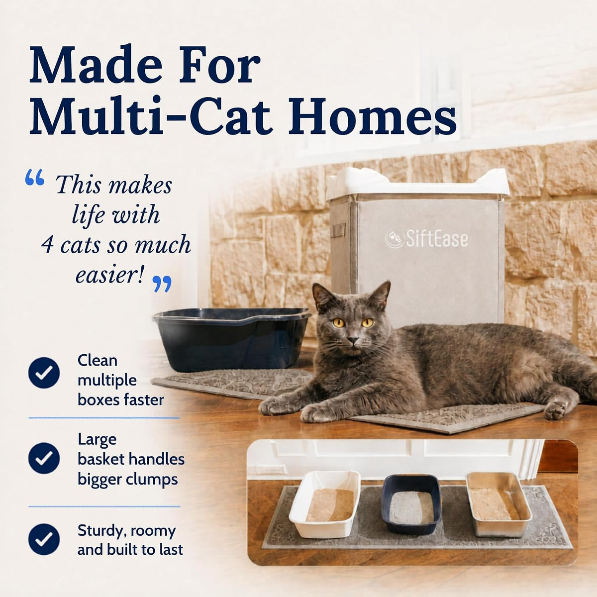 SiftEase scoop free cat litter cleaning system full set