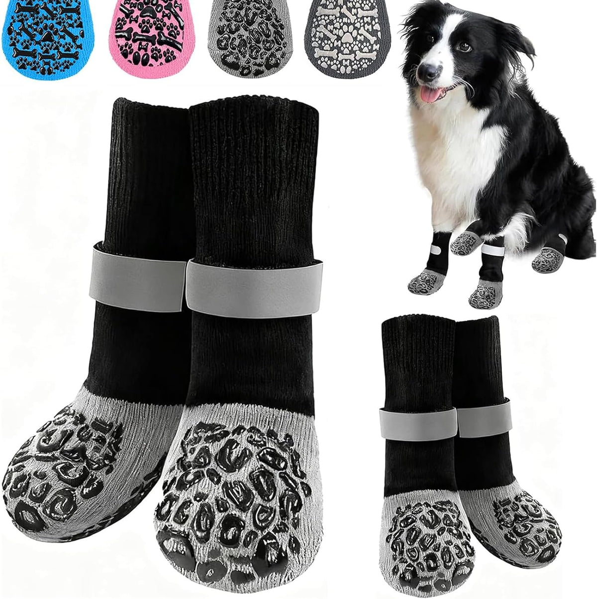HeavenEye Anti Slip Dog Socks, Dog Paw Protectors Maximum Grip Prevent Licking Paws Slipping, Paw Protector for Hot & Cold Pavement Shoes Boots for Small Medium Large Senior Dogs(White Bone,M) - Image 10