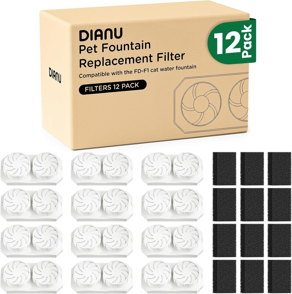 Dianu official cat water fountain replacement filters 12 pack front view