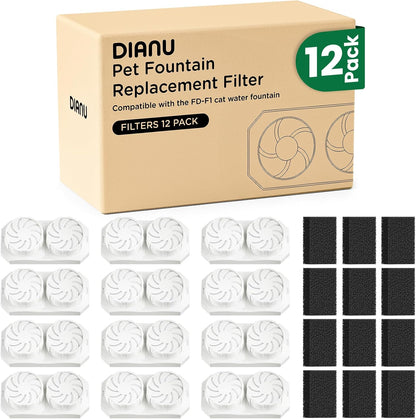 Dianu official cat water fountain replacement filters 12 pack front view