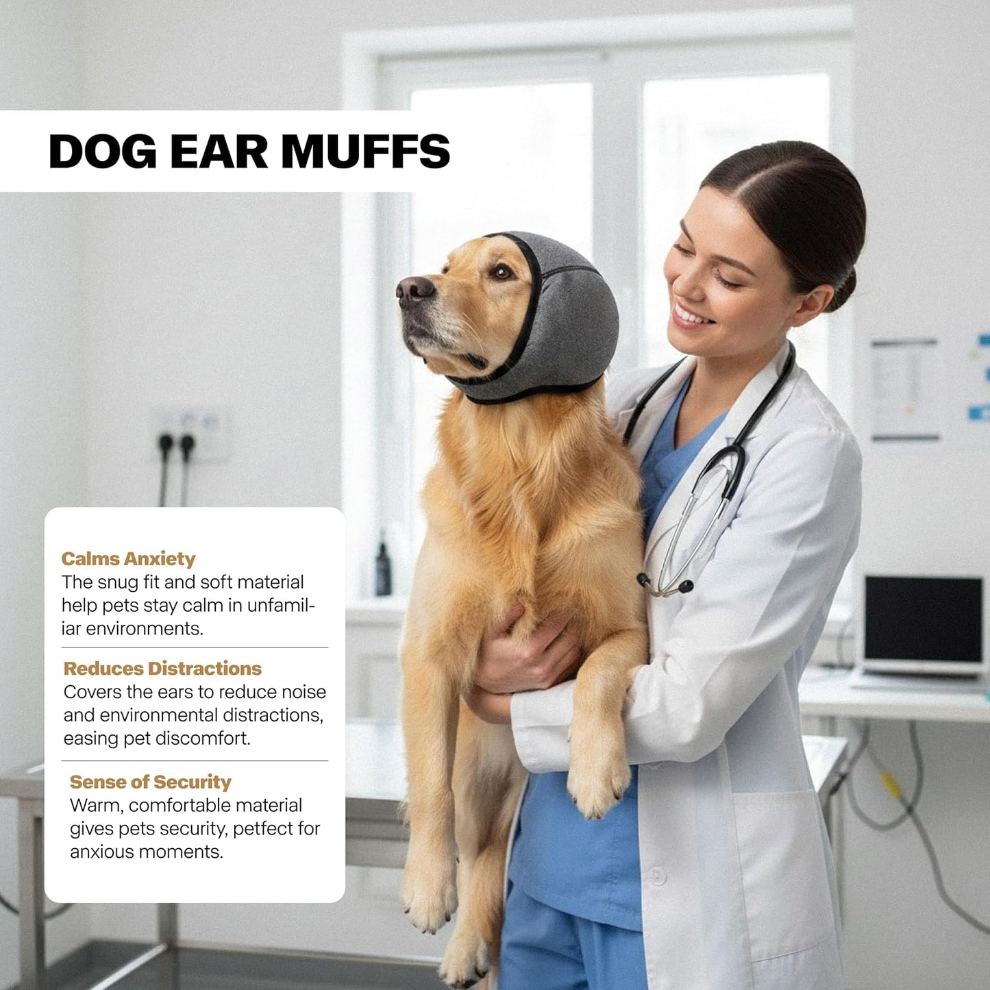 Waterproof dog ear wrap for hematoma protection during pet grooming sessions.