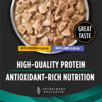 Purina Pro Plan EN Savory Selects Chicken in Gravy wet dog food can closeup.