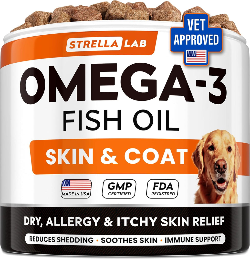 StrellaLab Omega 3 Fish Oil Treats for dogs front view packaging