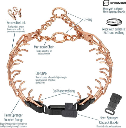 Herm Sprenger training prong collar featuring the ultra-plus center plate design for balanced pressure