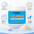 Zybeauty unflavored cat taurine supplement jar displaying directions for heart and vision support.