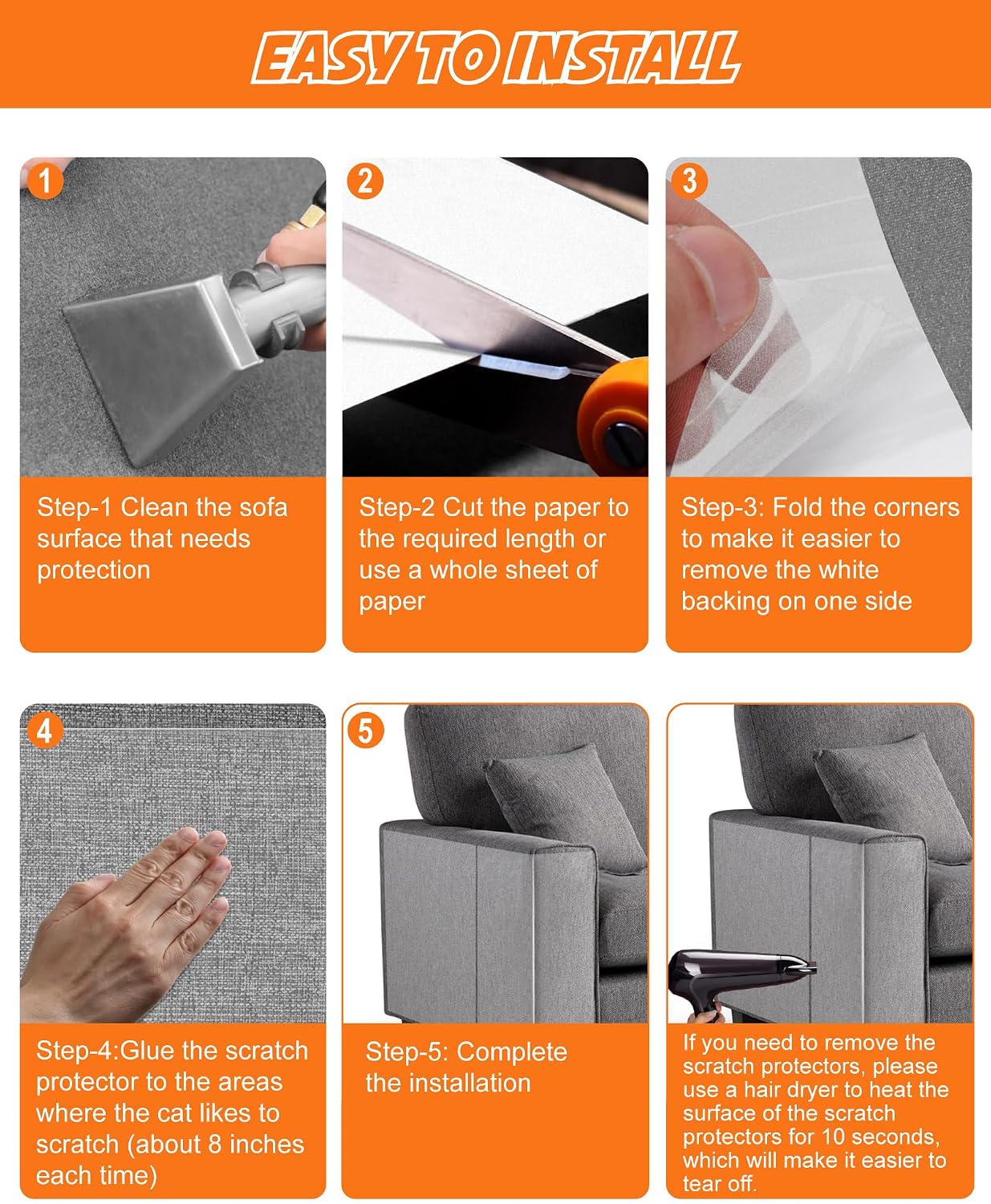 Comparison of protected versus unprotected sofa corner