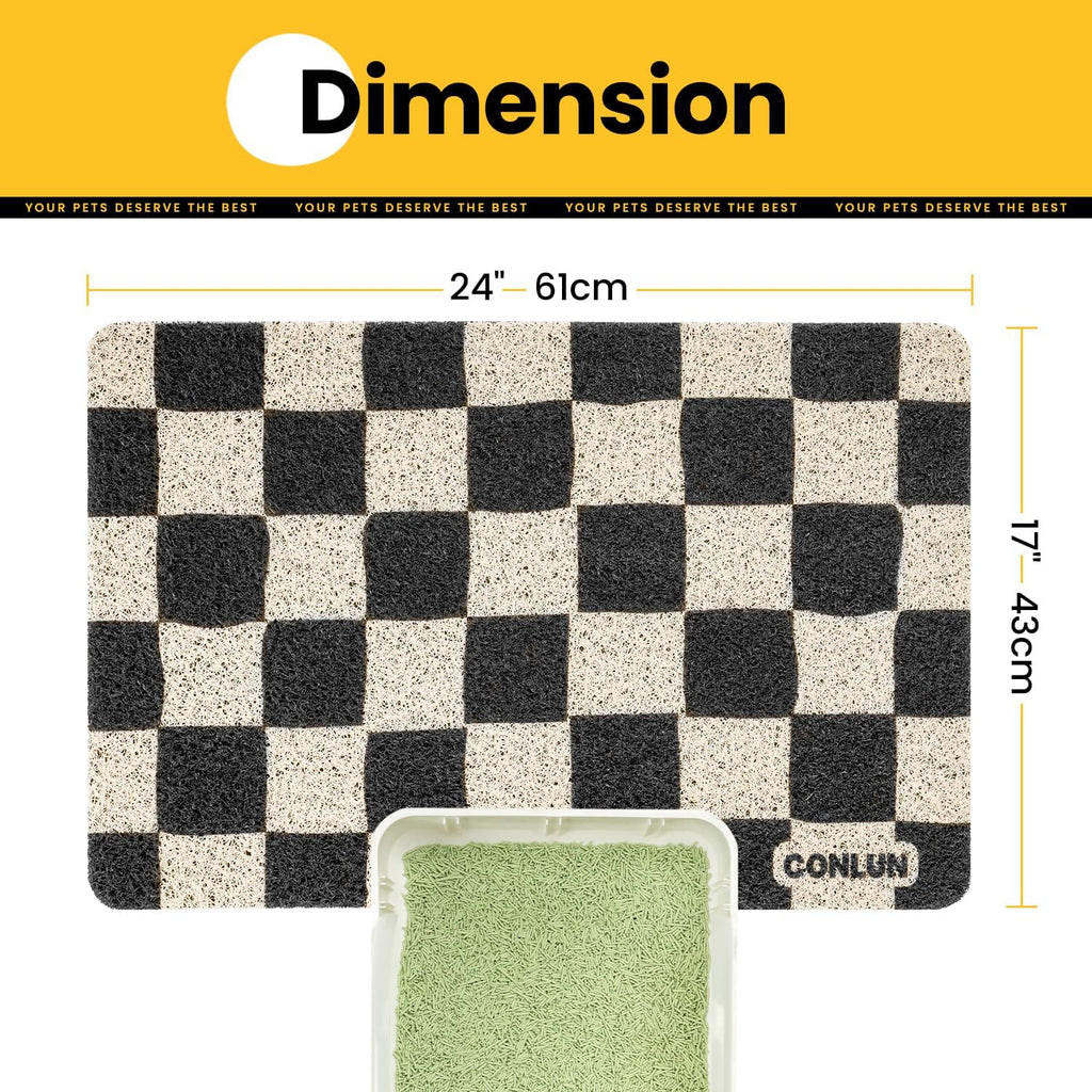 Conlun non slip kitty litter mat backing view on hardwood floor