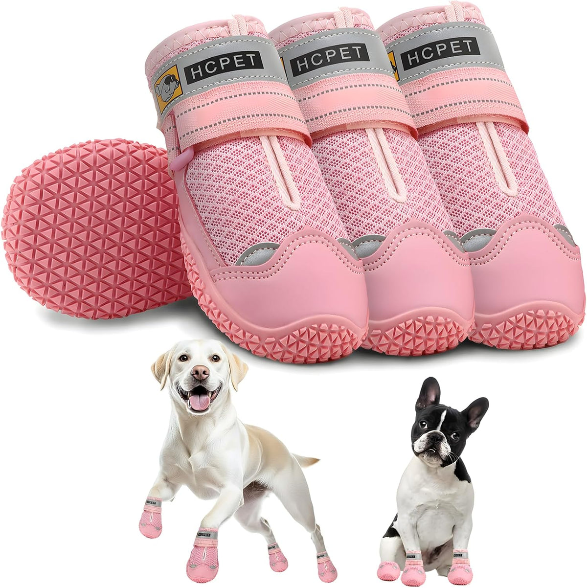 Hcpet Dog Shoes for Dogs, Dog Booties for Dogs, Anti-Slip Dog Boots & Paw Protectors for Hot Pavement Winter Snow Hiking with Reflective Straps Khaki Size 6, 4PCS - Image 9