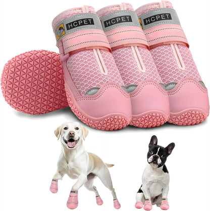Hcpet Dog Shoes for Dogs, Dog Booties for Dogs, Anti-Slip Dog Boots & Paw Protectors for Hot Pavement Winter Snow Hiking with Reflective Straps Khaki Size 6, 4PCS - Image 9