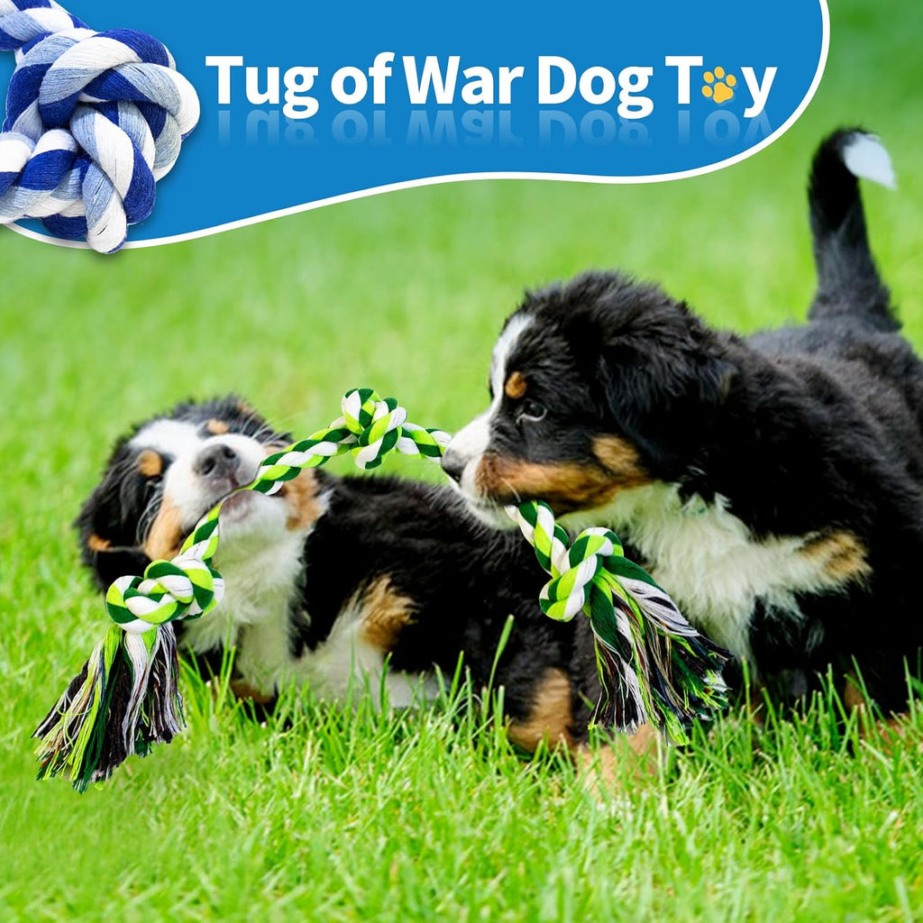 WDZZHOT heavy duty dog rope toy showing the full eighteen inch length and triple knot construction.