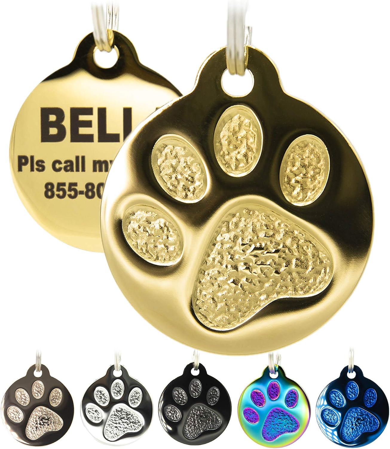 PetANTastic scratch resistant feline identity charm showing the packaging contents including the split ring attachment hardware.