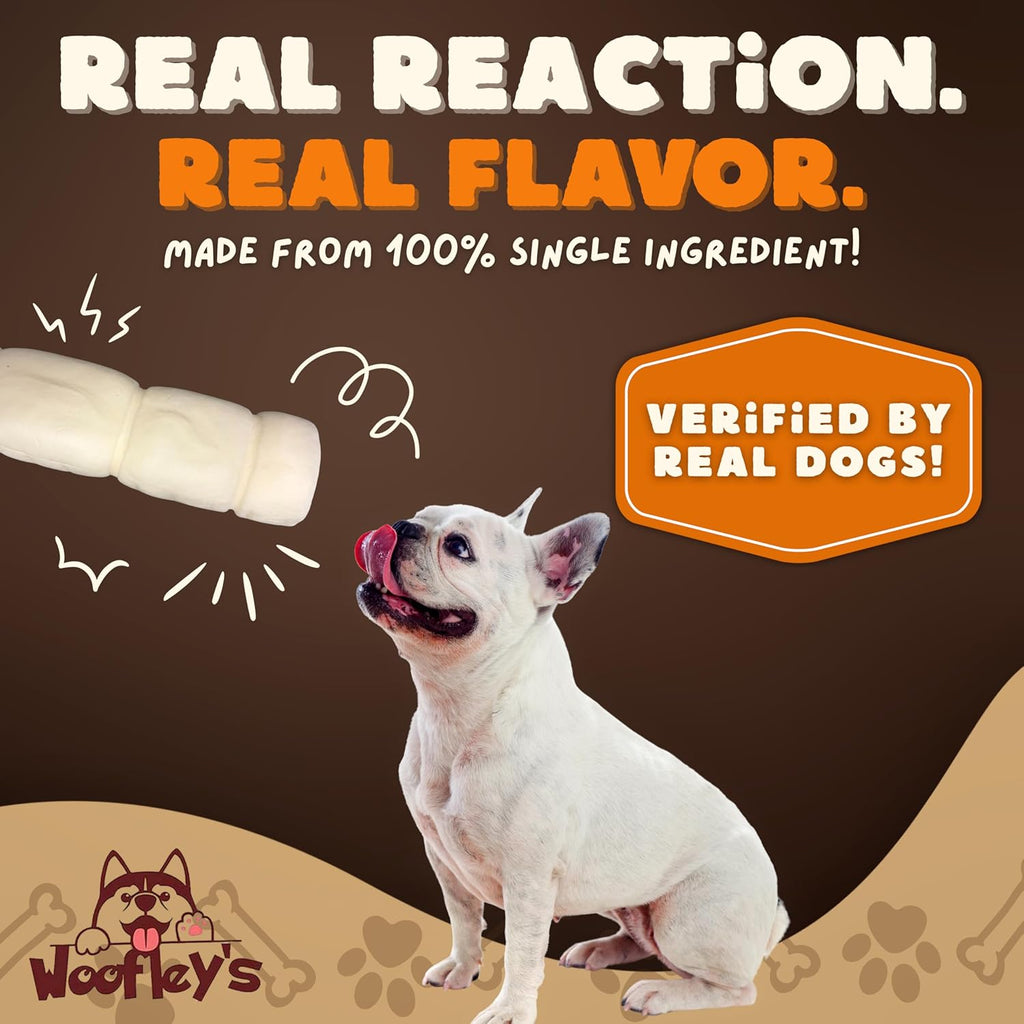 Safe digestible rawhide free buffalo cheek rolls from Woofley's brand
