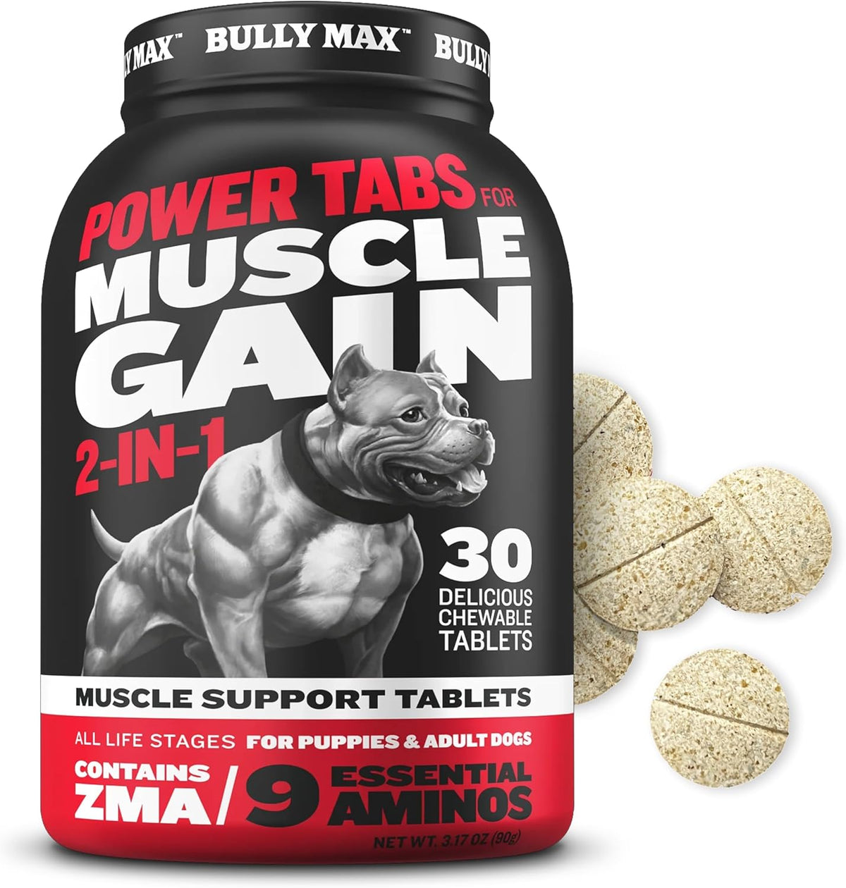 Bully Max 2-in-1 Muscle Builder Chewable Tablets for Puppies & Adult Dogs - Puppy & Dog Vitamins & Supplements for Muscle Gain & Growth - Ultimate Canine Multivitamins for All Breeds & Ages - 60 Tabs - Image 10