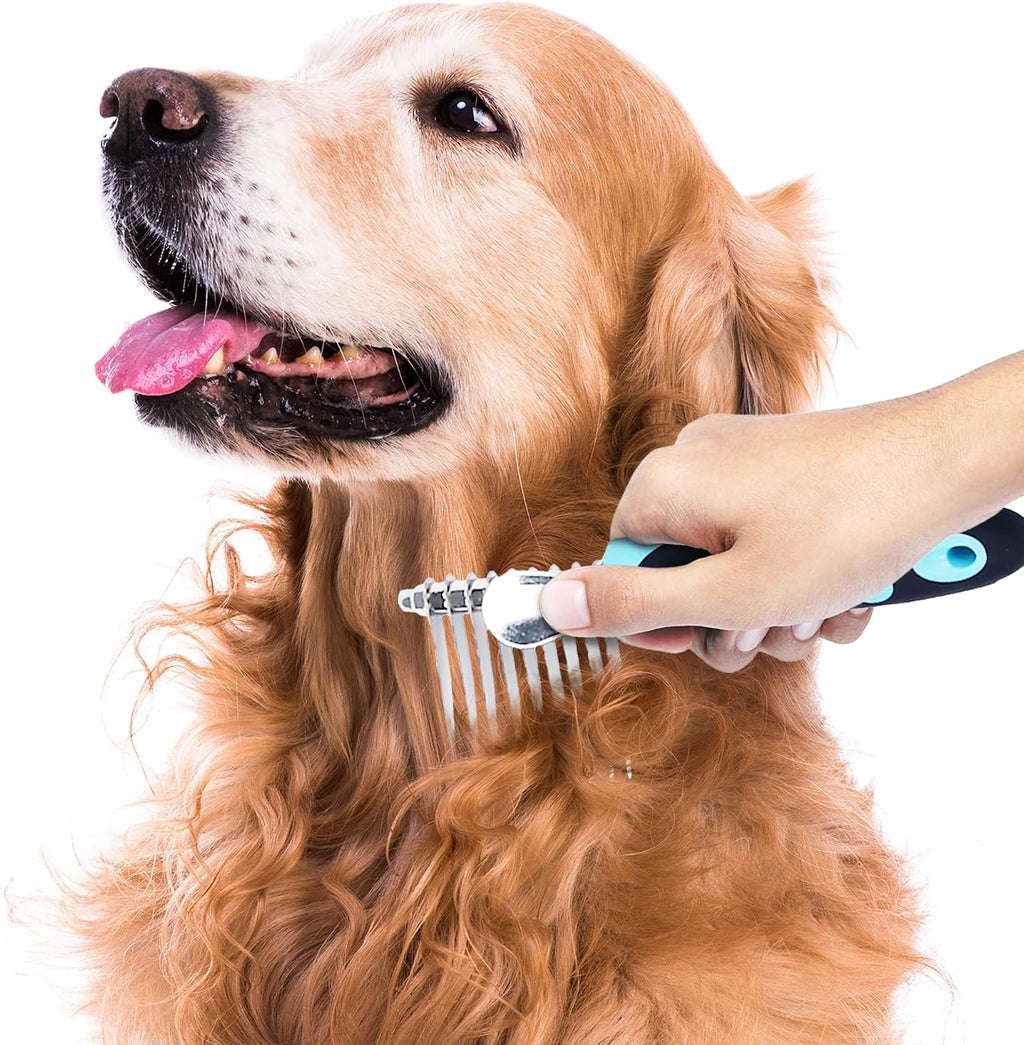SunGrow stainless steel pet grooming comb close up of teeth