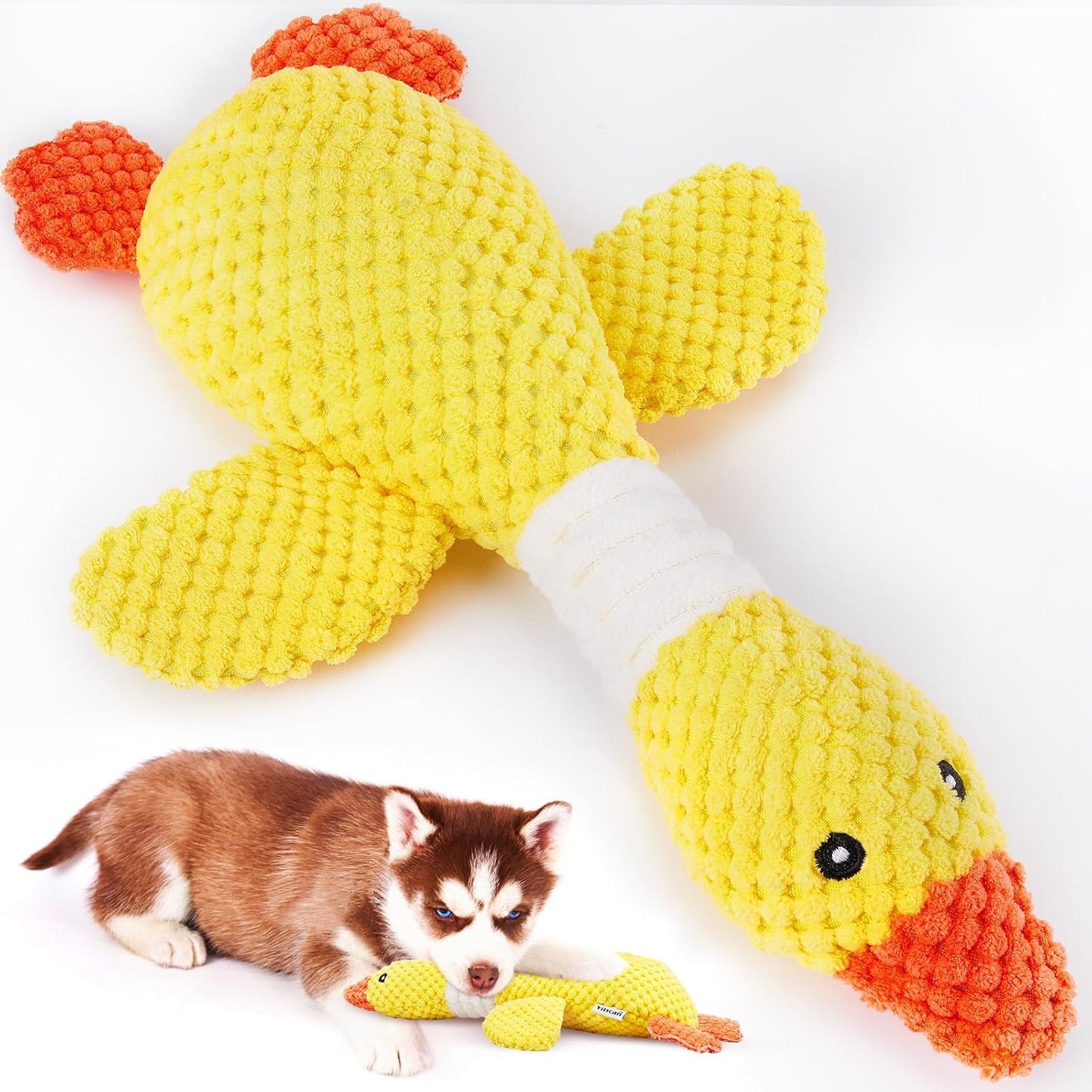Vitscan Upgraded Goose Indestructible Dog Toys for Aggressive Chewers Small Medium Large Breed, Crinkle Squeaky Plush Dog Puppy Chew Toys for Teething, Duck Puppy Toys - Image 10