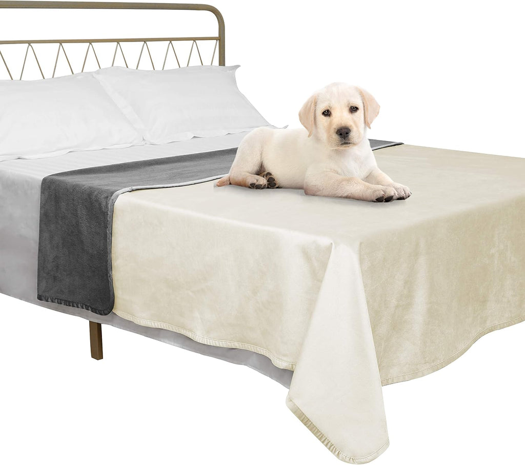 Ameritex Pet Bed Blanket Reversible 100% Waterproof Velvet Super Soft for Sofa and Bed (40x60 Inches, Light Grey+Grey) - Image 15