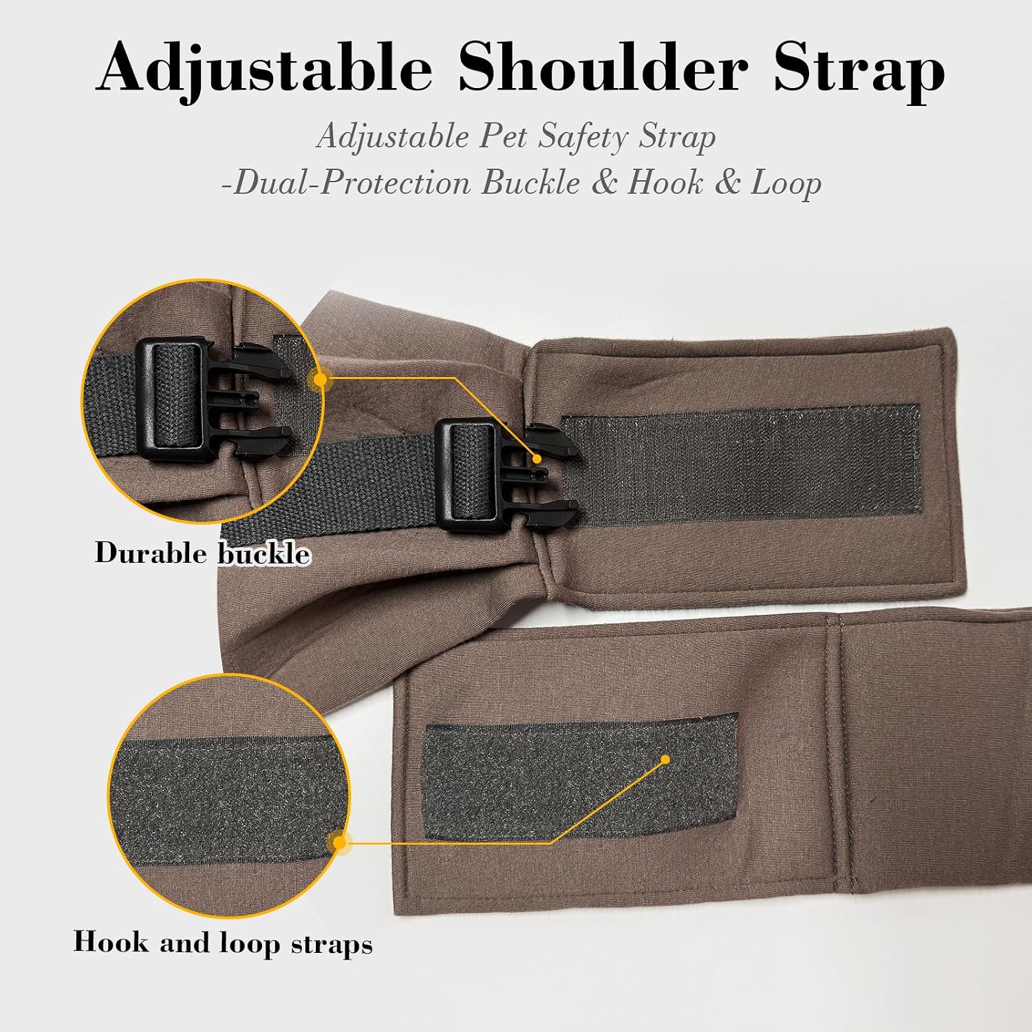 Interior view of pet carrier highlighting safety leash and buckle