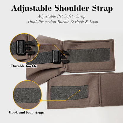 Interior view of pet carrier highlighting safety leash and buckle