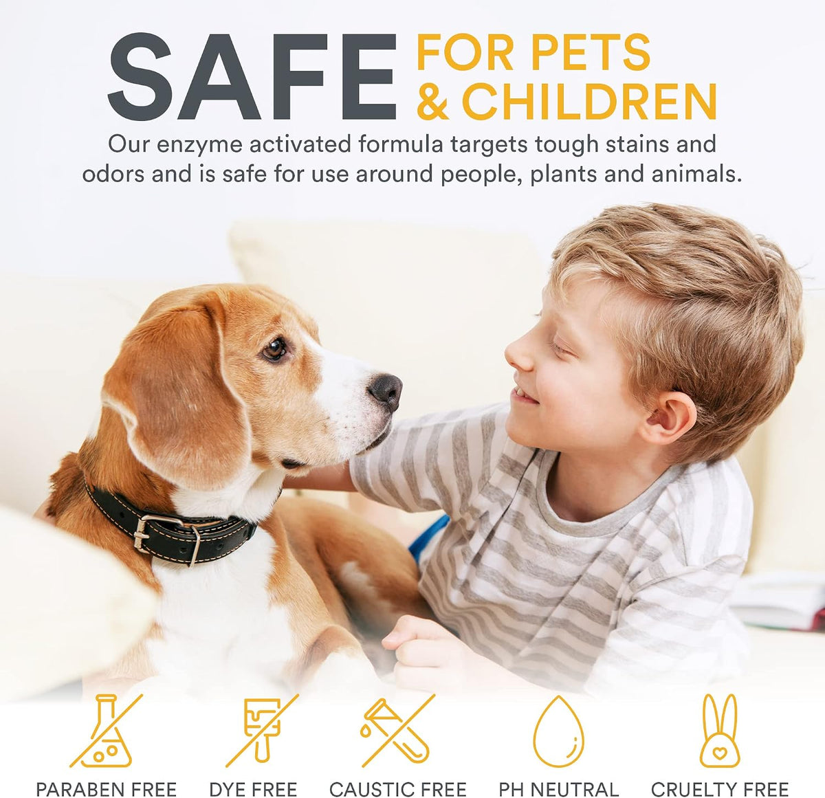 Close up of Zeiff pet odor eliminator professional strength label