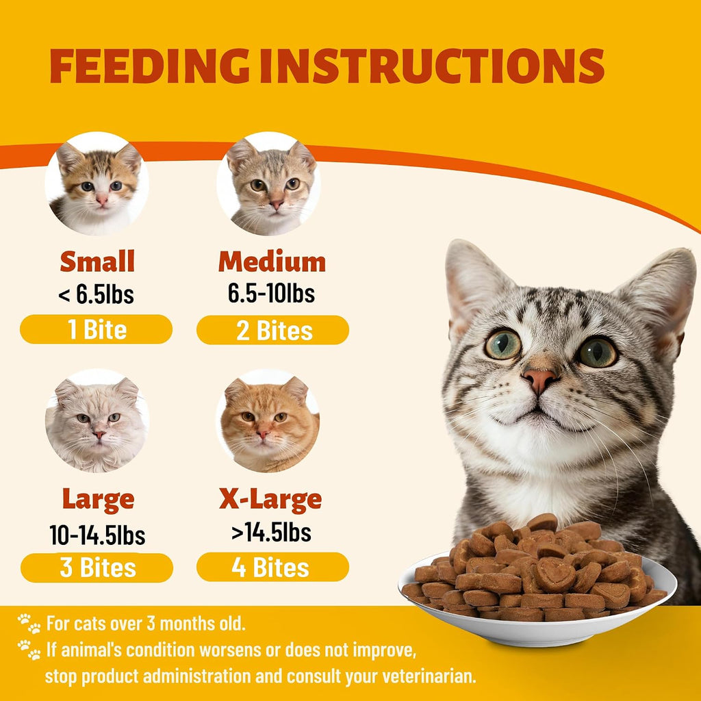 Crunchy chicken flavored cat vitamins for gut and urinary tract care