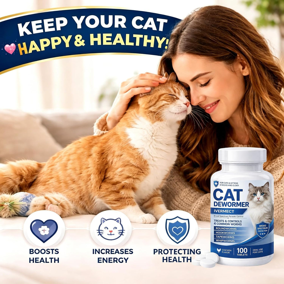 Authentic USA pet supplement bottle for feline digestive comfort