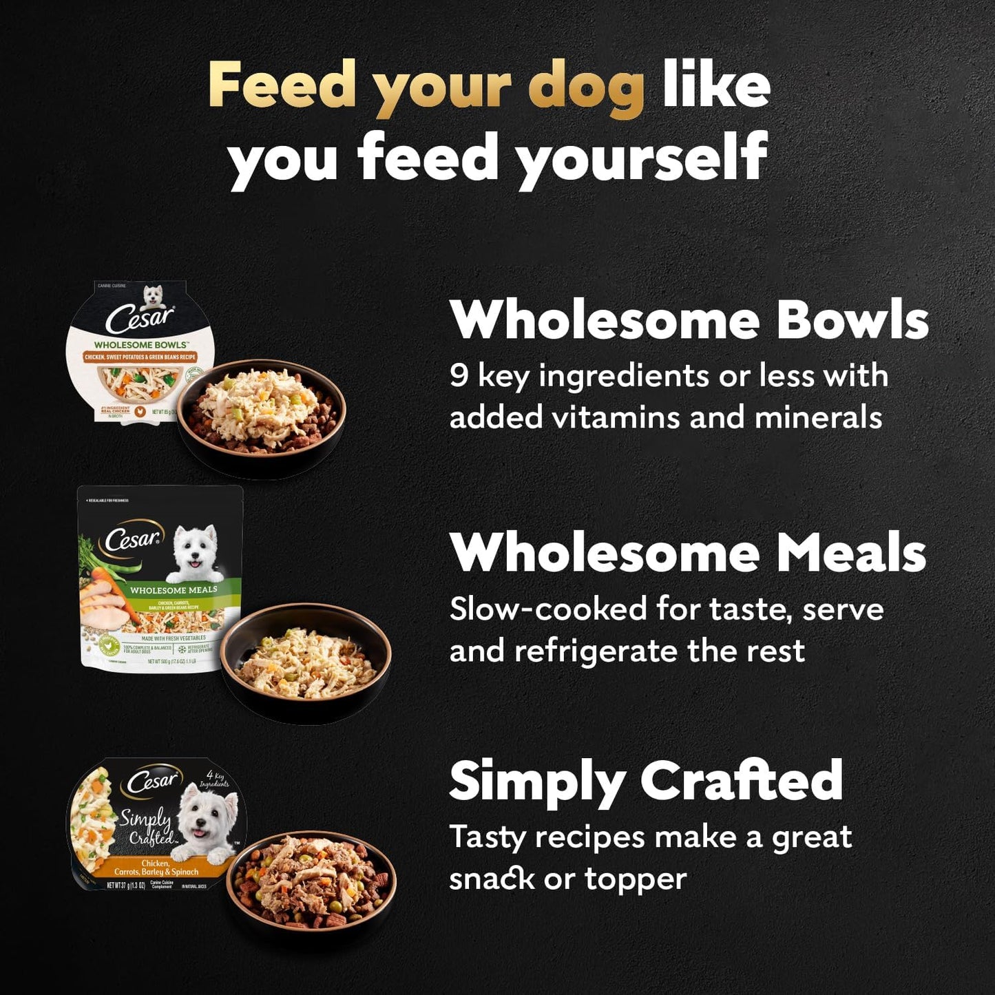 Cesar Wholesome Bowls Adult Wet Dog Food, Chicken, Recipe, Wet Food for Dogs, 3 Oz. Bowls, 10 Count - Image 9