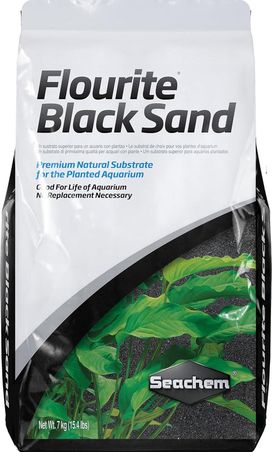 Seachem Flourite Black Sand bag front view for planted aquariums