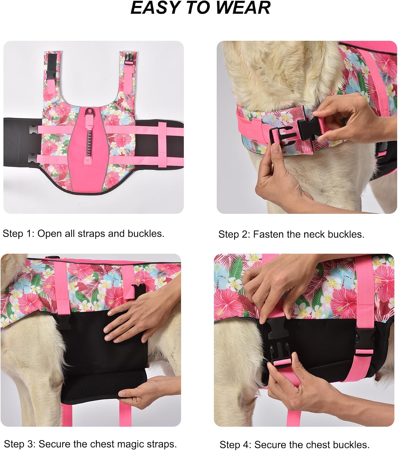 Mklhgty water safety vest flat layout view displaying the adjustable hook and loop panels.