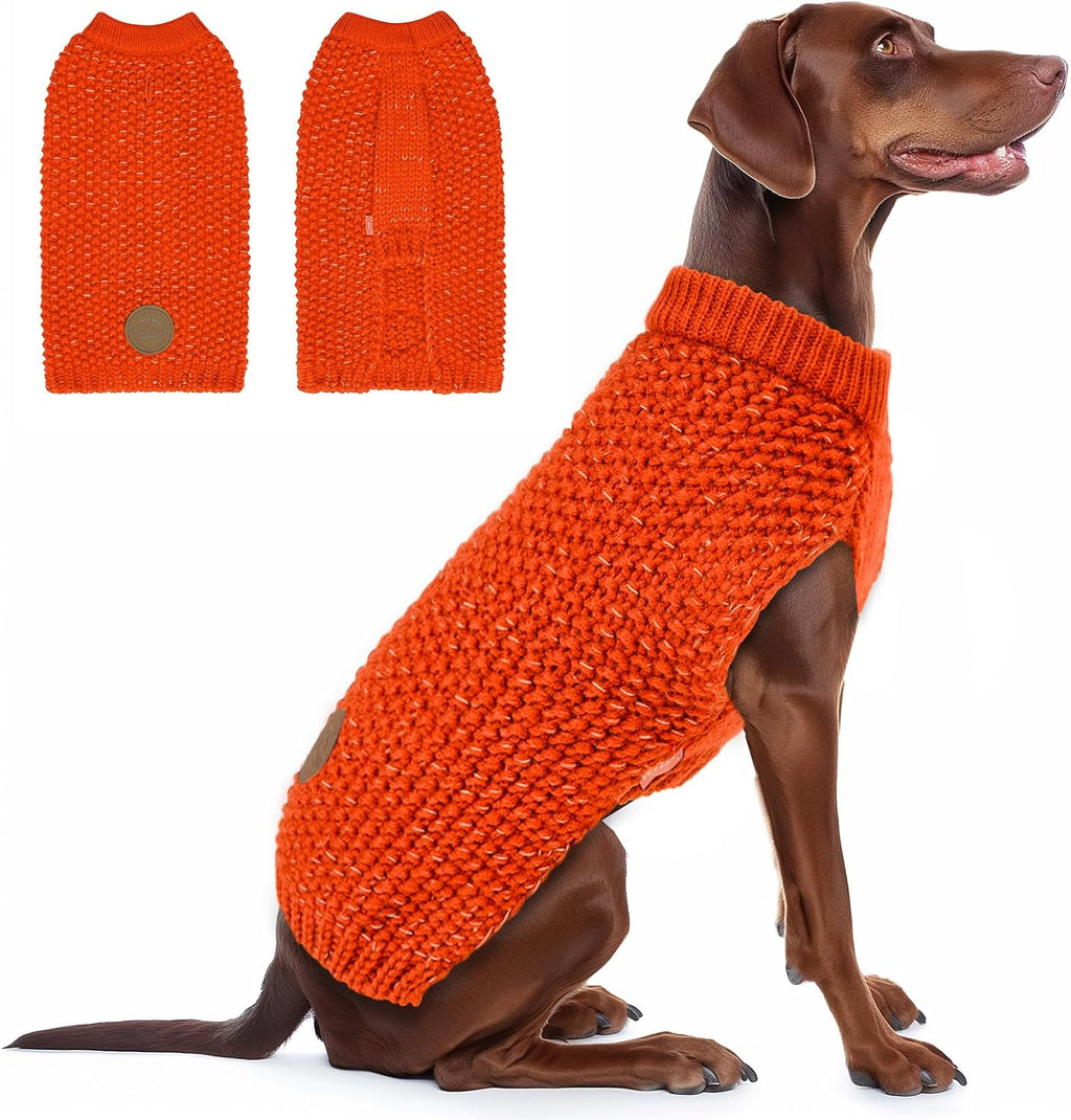KYEESE Dog Sweater with Leash Hole Comfy Pullover Sweater Medium Size Male with Reflective Yarn Warm Pet Coats Stretchy Cozy Lightweight Thick Knitwear Dog Clothes,Grey, X-Large - Image 13