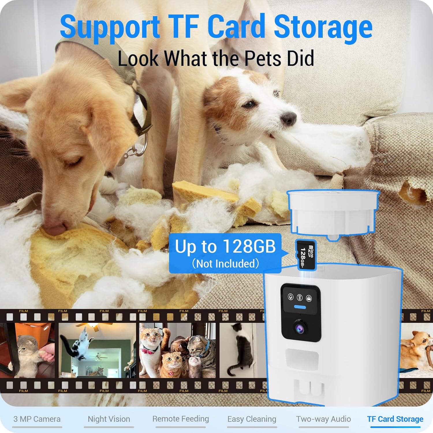 Frienhund multi pet automatic food dispenser operating in a modern home setting