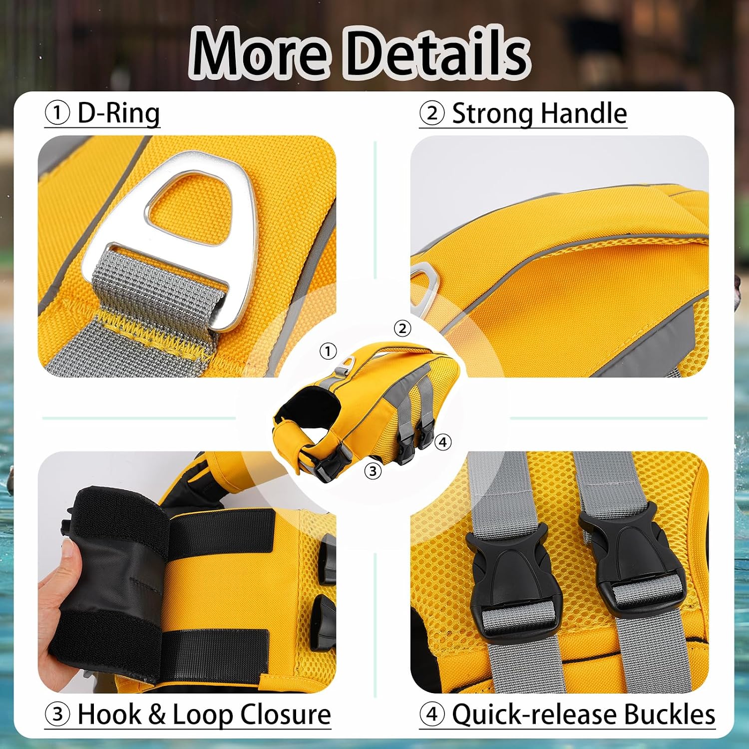 Premium ripstop dog life preserver for large dogs close up