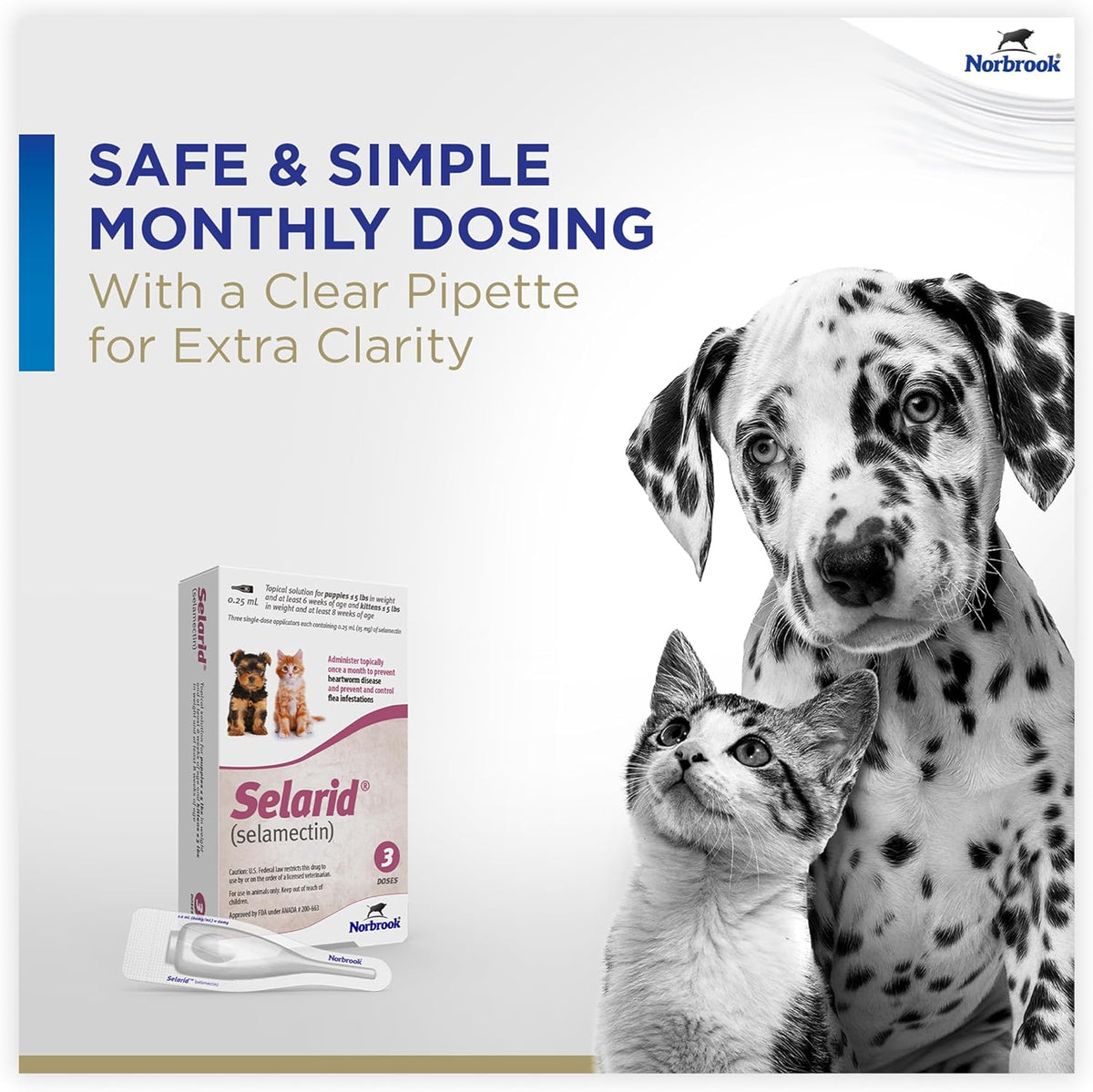 Detailed packaging of Selarid topical solution for flea and ear mite control