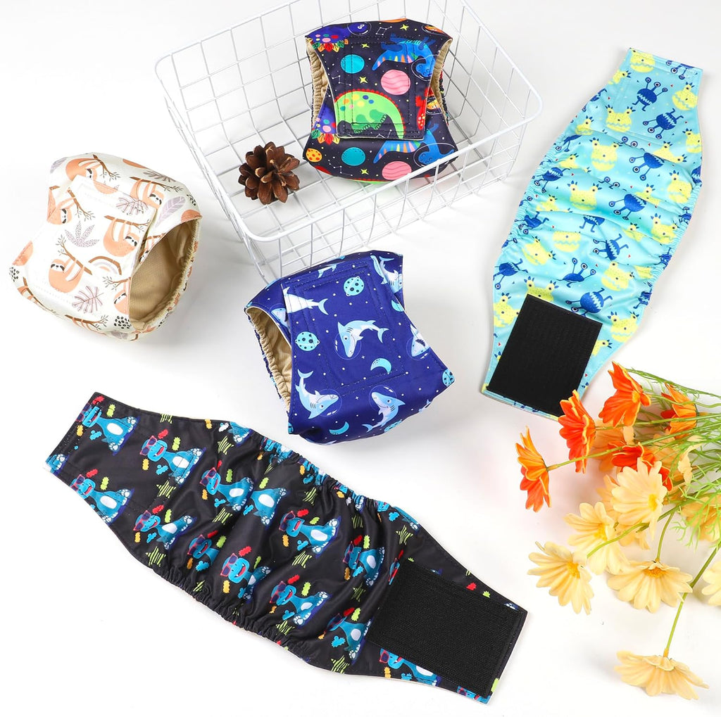 Pilviset reusable male dog bands showing the waterproof outer fabric layer structure