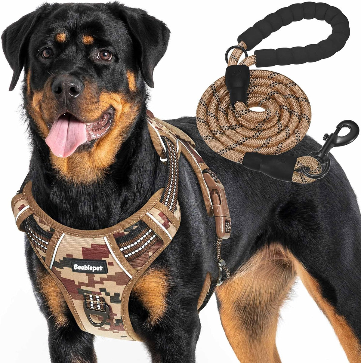 Beebiepet Heavy Duty Tactical Dog Harness for Small Dogs, No Pull Adjustable Pet Harness Reflective Service Training Easy Control Pet Vest Military K9 Working Dog Harnesses- Large, Brown - Image 11