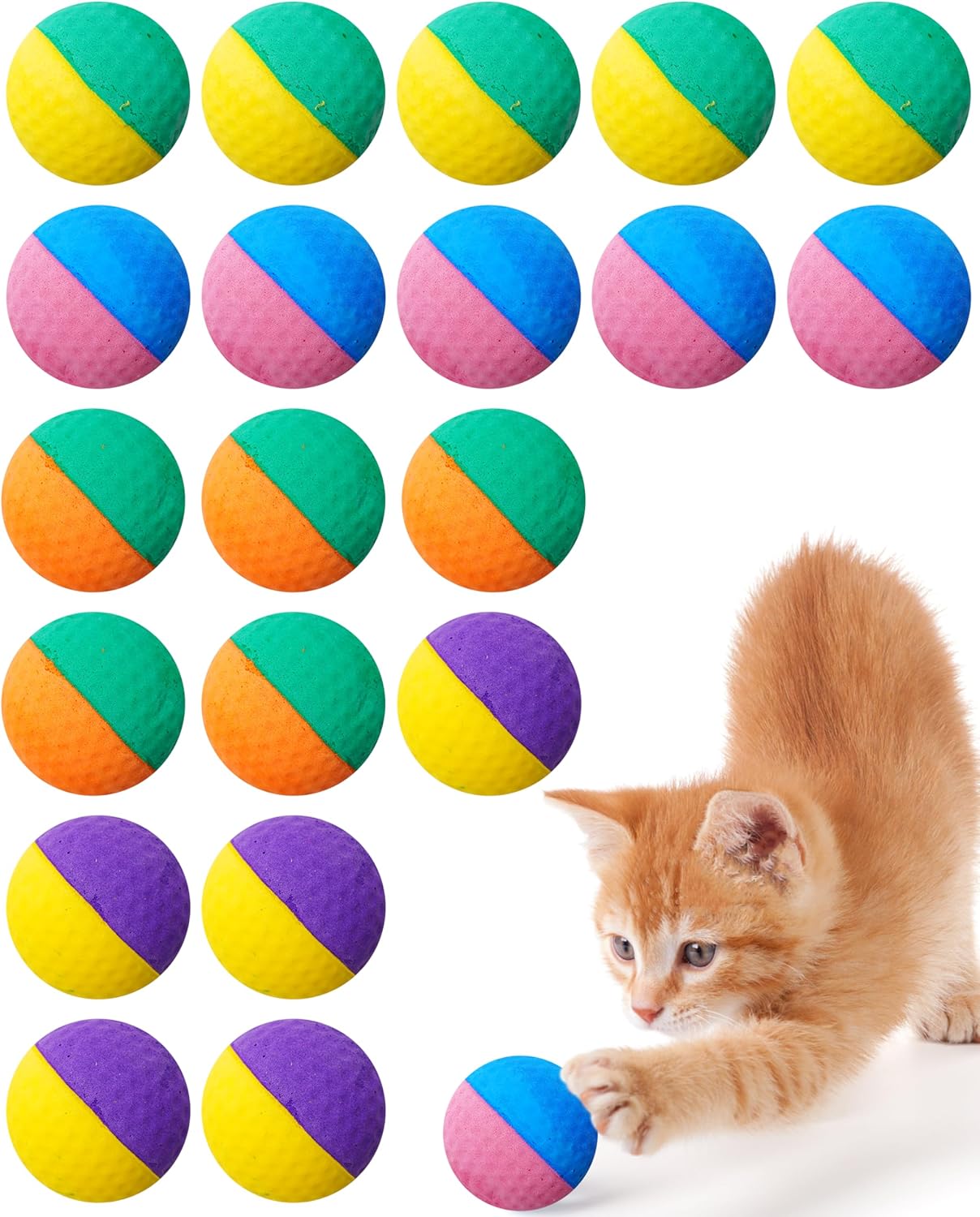 Hand holding a lightweight pet show mylar cat toy ball to highlight the soft handmade material
