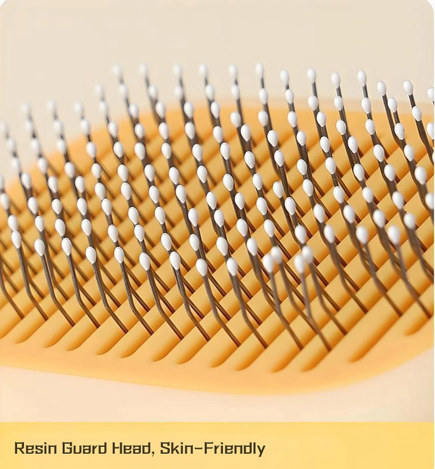 Ergonomic non slip handle of duck pet brush being held comfortably.