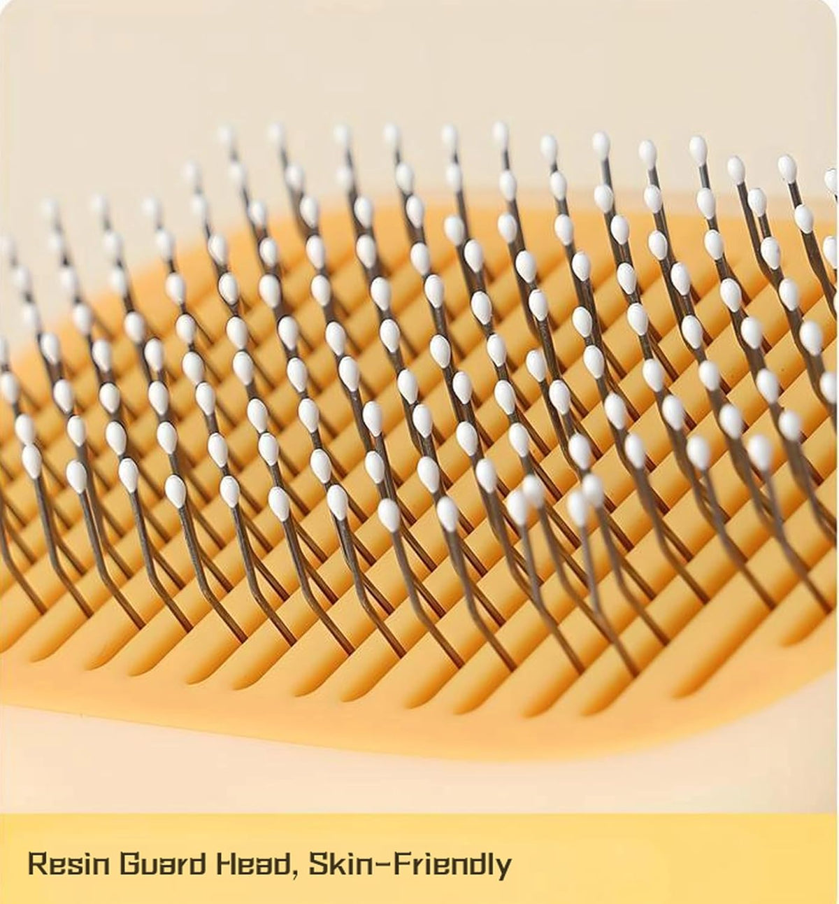 Ergonomic non slip handle of duck pet brush being held comfortably.